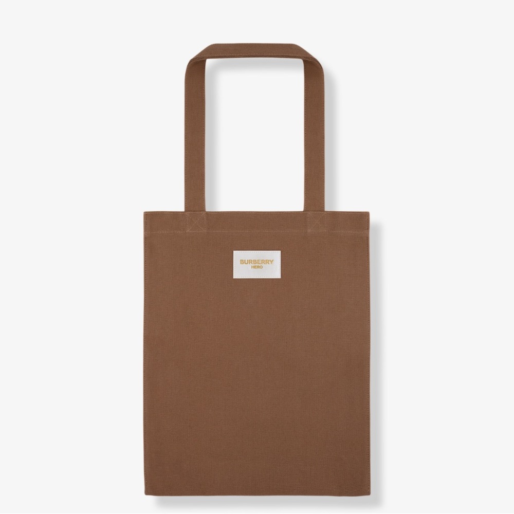 Burberry Hero Brown Canvas Tote Bag with Long Handles - 13”x15” New